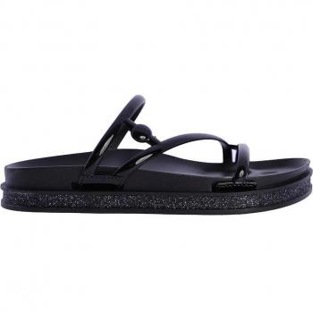Chanclas de mujer Don Algodón en color negro con suela en purpurina