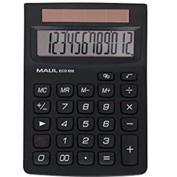 Calculadora de mesa ECO 650 solar, 12 dígitos, fabricada con 80% plástico reciclado, color negro