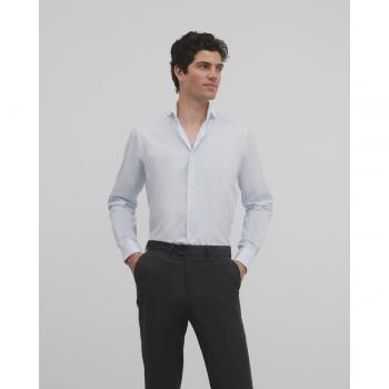 Camisa de vestir rayas celestes cuello blanco para Hombre