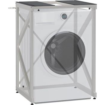 Estante para Lavadora Caleb de Acero Blanco, Soporte Estable para Dos Electrodomésticos, Dimensiones 60x72x101 cm