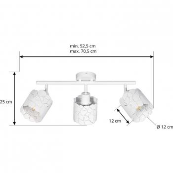 Lámpara de techo Lindby Aralena, blanca, 3 luces, metálica, dimmable, longitud 70,5 cm