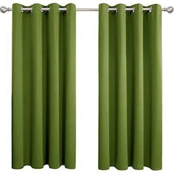 Amazon Brand - Umi Cortinas Opacas Dormitorio Moderno para Ventanas con Ollaos Juego de 2 Piezas 107x138cm Verde