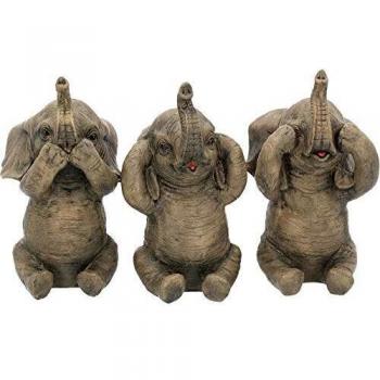 Estatuilla Nemesis Now - Trio de Elefantes Sabios Grises, 34 cm