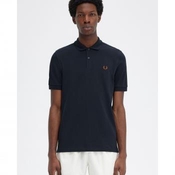 Fred Perry Men's Short Sleeve Piqué Cotton Polo Shirt - Navy/Nut Flake - Size XL