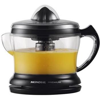 Exprimidor Mondial E02 Premium Citrus Press, 1.25 Litros, Cono Extra, Rotación Continua, Negro