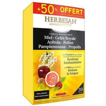 Miel de Hierbas Jalea Real Acerola Propolis Polen Extracto de Semilla de Toronja 30 ampollas