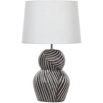 Lámpara de mesa clásica Guapore 63 cm base de cerámica negra y pantalla de tela blanca
