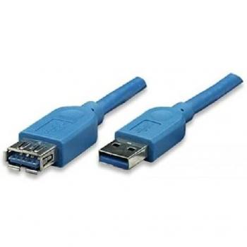 Cabo Prolongador USB 3.0 Tipo A Macho - Tipo A Hembra 2 Metros Azul