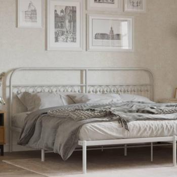 Cabecero de metal blanco 193 cm vidaXL con diseño moderno, estructura robusta, acabado en pintura blanca, fácil montaje y compatible con diferentes estilos de cama