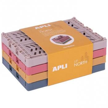 Conjunto de 4 cajas plegables y apilables de plástico en tamaño 14x10x6cm - Ideal para organizar herramientas, juguetes y más