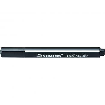 Rotulador escolar ergonómico triangular con sistema de amortiguación en la punta STABILO Trio Scribbi - Caja con 5 unidades - Color negro
