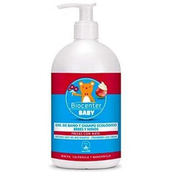Gel de baño y Champú ecológico para niños - Fresas con Nata - 500 ml - Biocenter