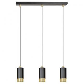 Lámpara de Suspensión Fumiko, Acero con Recubrimiento de Polvo, Color Negro y Oro, Dimensiones 45x100x6 cm