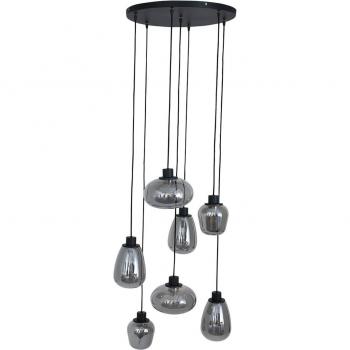 Lámpara colgante Reflexion Steinhauer, 7 luces, Ø 55 cm, color negro, material metal, casquillo E27 (grande), modelo 2679ZW
