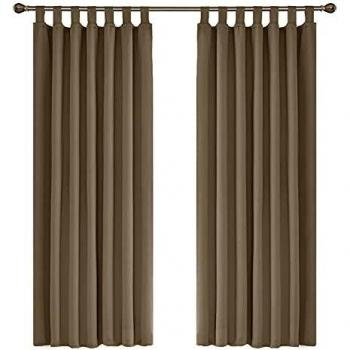 Amazon Brand - Umi Cortinas Opacas de Salon Habitacion Decorativa con Trabillas 2 Piezas 140x180cm Caqui