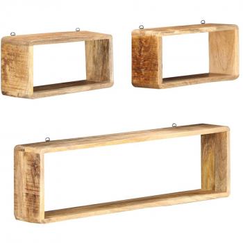 vidaXL 3 Piece Wall Cube Shelf Set Solid Mango Wood