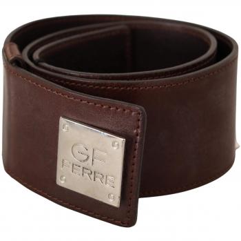 Costume National Black Leather Silver Buckle Waist Belt - 85 cm / 34 Inches