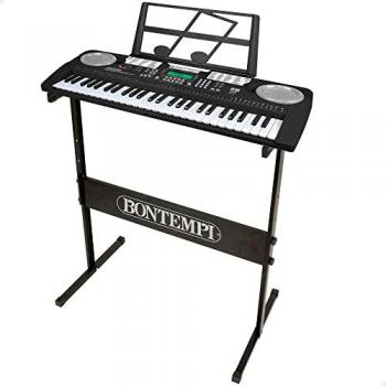 Teclado electrónico Bontempi 54 teclas con atril y patas, piano eléctrico infantil, teclado musical para niños