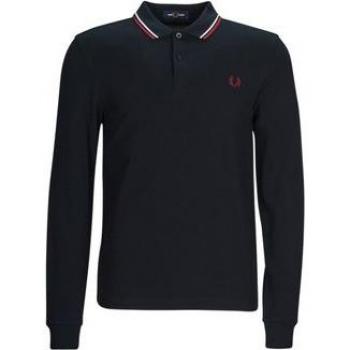 Polo de hombre Fred Perry de manga larga con ribetes en azul, talla XL