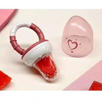 Kiokids Alimentador Antiahogo de Silicona con Diseño de Corazones Rosa