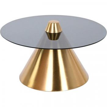 Mesita auxiliar de metal y cristal con elegante diseño en color negro y dorado - 60 x 60 x 30 cm