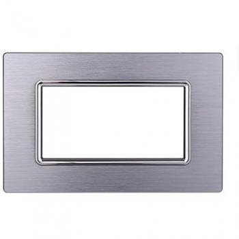 Placa Compatible Bticino Livinglight 4 Módulos Aluminio Color Plata Brillante Satinado