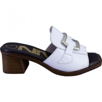 Zuecos de mujer NIVAL SAVENA en piel blanca 523