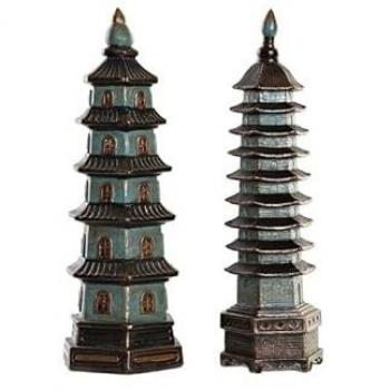 Figura Decorativa DKD Home Decor 15 x 17 x 50 cm Turquesa Oriental (2 Unidades)