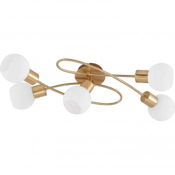 Plafón de techo Elaina 5 luces alargado en latón, moderno, dorado, hecho de metal, para salón y comedor (5 llamas, E14)