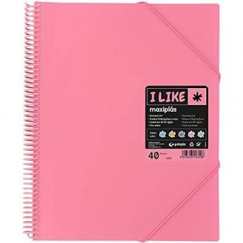 Grafoplás Maxiplás I Like - Carpetas con Fundas Espiral, 40 Fundas, Rosa