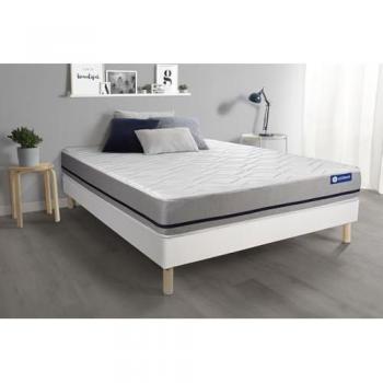 Kit Somier Blanco + Colchón de Espuma Viscoelástica 130 x 190 cm - Moderadamente Firme, 3 Zonas de Confort
