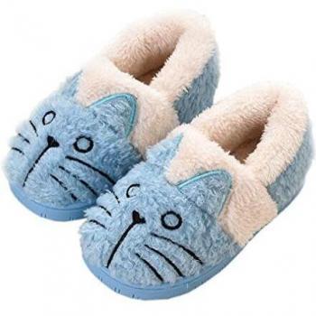 Zapatillas de Estar por Casa para Niñas Niños Invierno Zapatillas Interior Casa Caliente Pantuflas Suave Algodón Calentar Zapatilla Mujer Hombres Azul2 23-24 EU