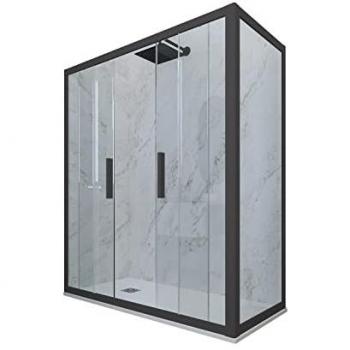 Mampara de Ducha Corredera 80x120 cm Antracita Glam Duo con Vetro Trasparente