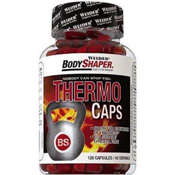 Weider Thermo Caps- 120 Capsulas, Disminuye el apetito, Potente fórmula termogénica con cafeína; Enriquecido con Cromo, Cúrcuma, l-Carnitina