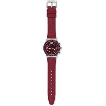 Reloj Hombre Swatch YVS464 - Reloj de pulsera, diseño moderno, movimiento de cuarzo, resistencia al agua hasta 30 metros, correa de silicona negra, esfera analógica con detalles en color rojo y blanco