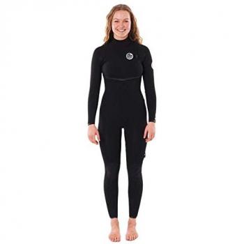 Rip Curl Mujer Traje de Neopreno E Bomb 4/3 mm con Cremallera en el Pecho, Manga Larga, Zip Free y Forro Flash Ligero de Estiramiento fácil - Negro