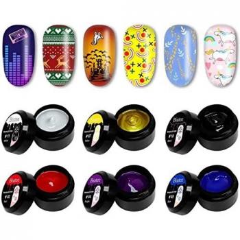 Biutee 6 colors 8ml stamping Gel esmalte, esmalte de Gel de uñas LED UV para placa de estampado de uñas, Usar Manicura Sello de Silicona