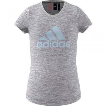 adidas Yg Mh Bos tee Camiseta de Manga Corta, Niñas, Medium Grey Heather/Sky Tint, 1314Y