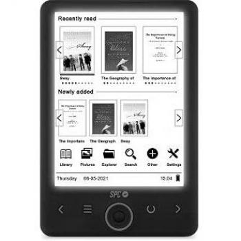 SPC Dickens Light 2 Libro electrónico con Pantalla retroiluminada y luz con 6 Niveles de Intensidad, Teclas Frontales, posición Vertical y Horizontal, un Mes de autonomía, Negro