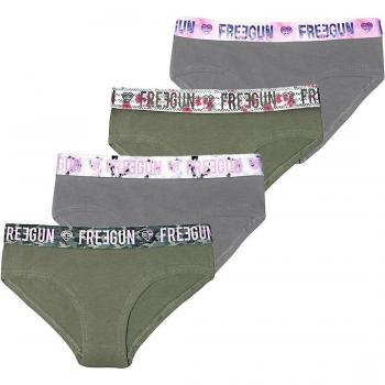 Freegun Girls' Set of 4 Plain Cotton Boxer Shorts