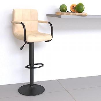 Taburete de cocina de terciopelo crema vidaXL