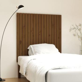 Cabecero de cama de pared madera maciza de pino ámbar 108x3x110 cm
