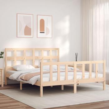 Cama solar sin colchón 160x200 cm en madera maciza de pino, estructura de cama con cabecero madera maciza 160x200 cm Vidaxl Marrón