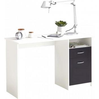 FMD Escritorio con 1 Cajón Blanco/Negro 123x50x76.5cm