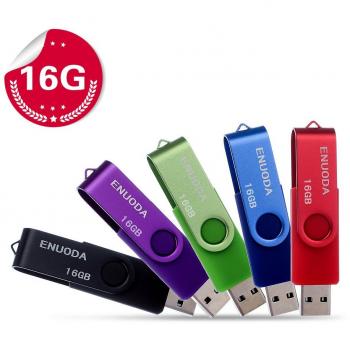 5 Piezas 16GB USB 2.0 ENUODA Pendrive Pivote Memorias Giratoria Plegable Diseño de Cierre