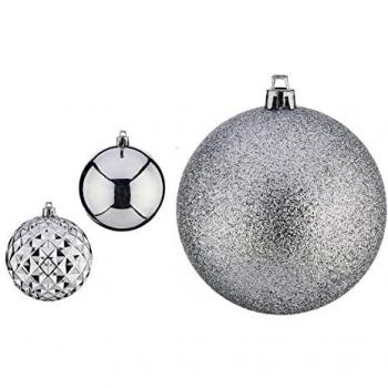 Bolas de Navidad Ø 8 cm 3 Unidades Plateado PVC