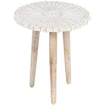 Mesa auxiliar 45 x 45 x 53 cm Blanco Madera de mango