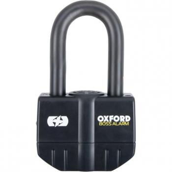 Candado de motocicleta Oxford Boss con alarma, 16 mm, color negro