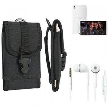bolsa del cinturón / funda para HTC Desire 816, negro + Auriculares | caja del teléfono cubierta protectora bolso - K-S-Trade