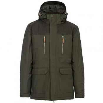Trespass ROCKWELL - Chaqueta impermeable para hombre, Hombre, Chaqueta impermeable con capucha extraíble y cordón ajustable en el dobladillo., MAJKRATR0011_OLIL, verde oliva, L